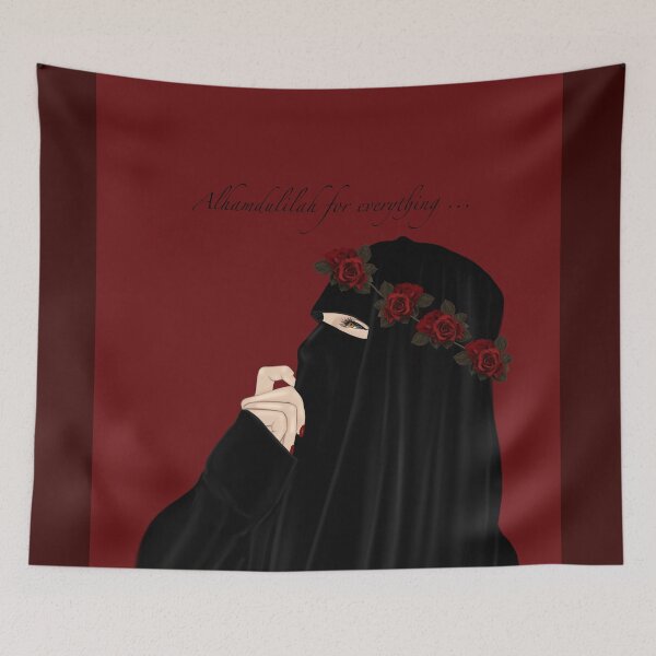 Item preview, Red niqab muhajabah beats girl drawing quote designed and sold by Imanitasong.