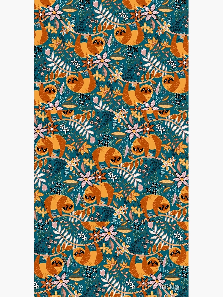 Happy Boho Sloth Floral by micklyn
