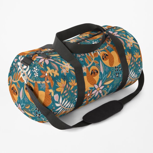 Happy Boho Sloth Floral Duffle Bag