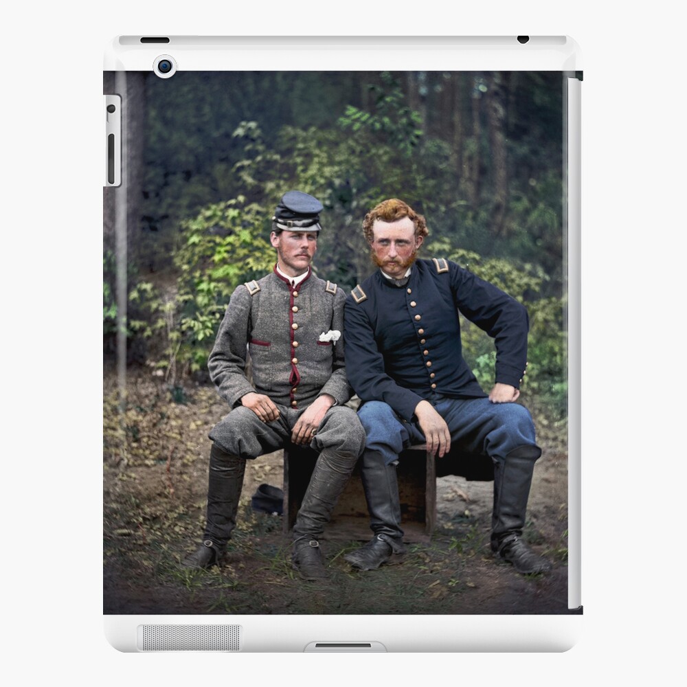 Union General George A. Custer (right) sits alongside his friend,  Confederate prisoner Lieutenant James B. Washington (left). They were  classmates at West Point before the Civil War broke out — 1862 :  r/ColorizedHistory