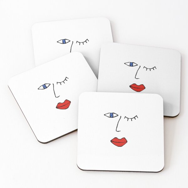 Item preview, Winking surreal art face with big red lips designed and sold by Wizz Bang.