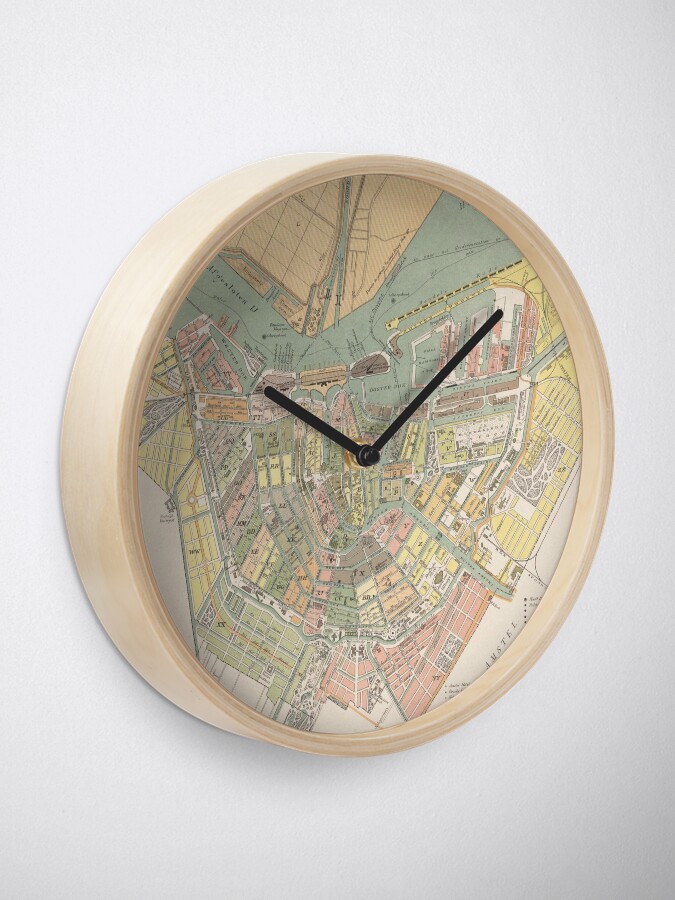 Alternate view of Vintage Map of Amsterdam (1880) Clock