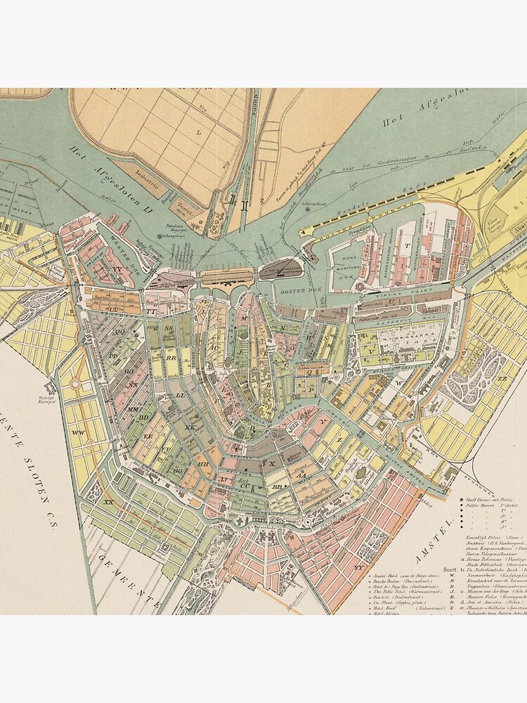 Vintage Map of Amsterdam (1880) by BravuraMedia
