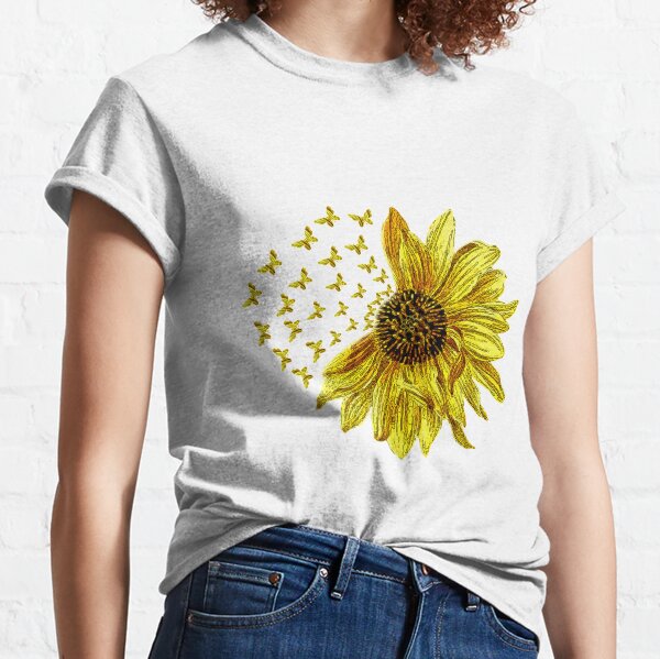 Women Sunflower Graphic Crew Neck Tunic Tops Short Sleeve Letter Print Casual Tshirts Blouse Tie Knot Summer Tees 