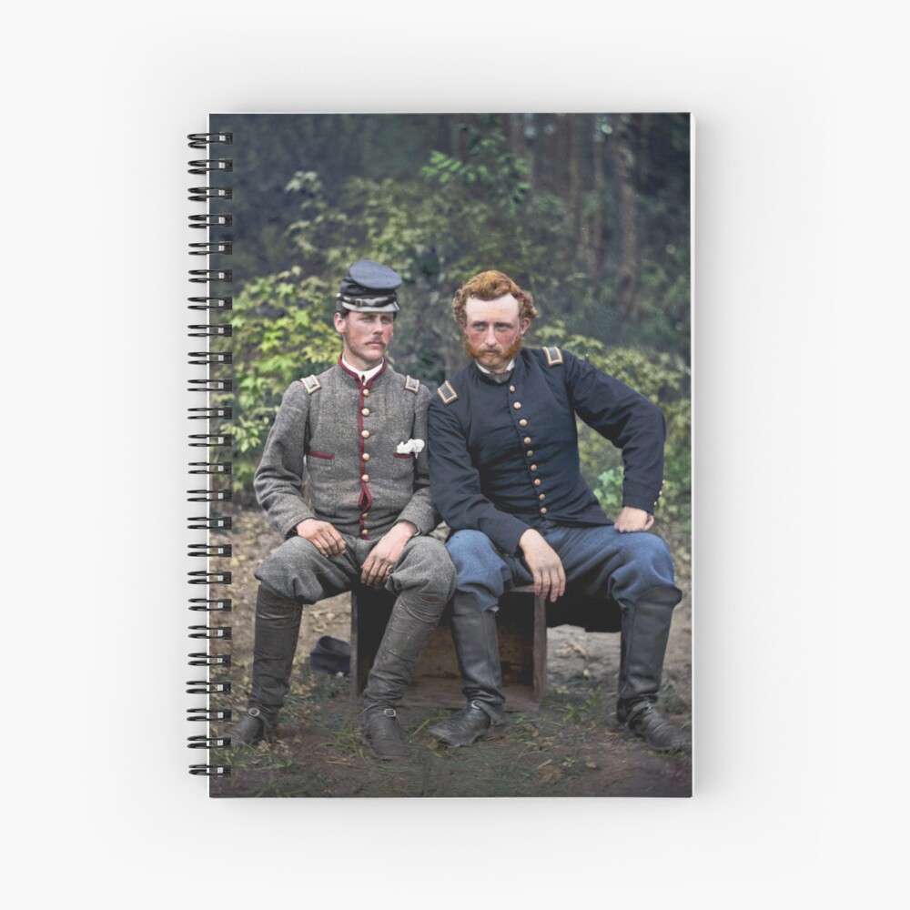 Union General George A. Custer (right) sits alongside his friend,  Confederate prisoner Lieutenant James B. Washington (left). They were  classmates at West Point before the Civil War broke out — 1862 :  r/ColorizedHistory