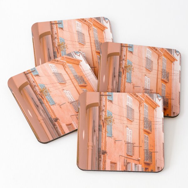 Item preview, Cannes City Architecture, Travel Print, Historic Houses Downtown, Charming City Streets Of Cannes, French Riviera, Orange Houses designed and sold by radub85.