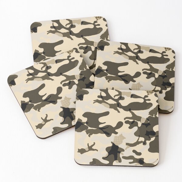 Item preview, CATS LEAPING ARMY KHAKI CAMO PATTERN MASK designed and sold by aydapadi.