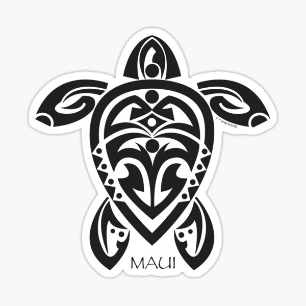 Black 3" Tribal Honu Decal Sticker 