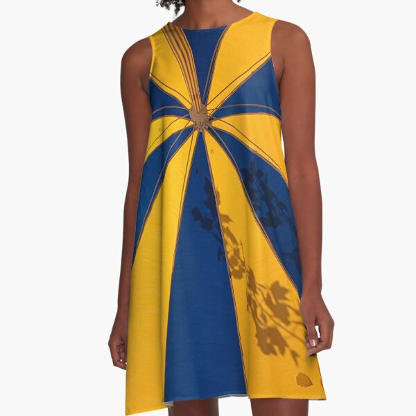 Blue and Yellow Umbrella  photo A-Line Dress