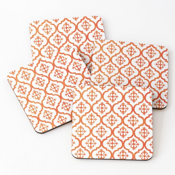 Item preview, Modern Orange - White Moroccan Quatrefoil Pattern designed and sold by RabiaDesigns.