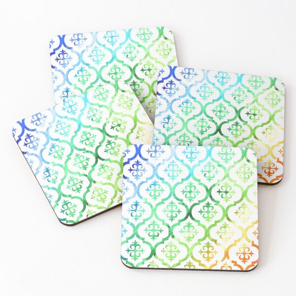 Item preview,  Blue Green Moroccan Quatrefoil Modern Design  designed and sold by RabiaDesigns.