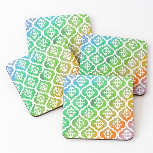 Item preview, Green Blue Red Pink Moroccan Quatrefoil Modern Design  designed and sold by RabiaDesigns.