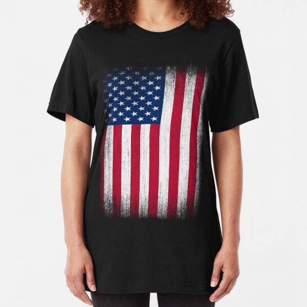 Vintage USA Flag Slim Fit T-Shirt
