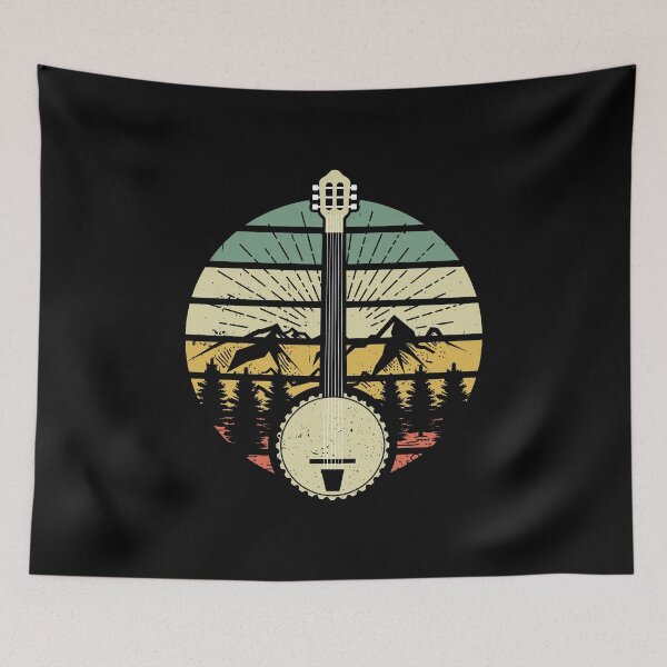 Item preview, Retro Banjo Mountains And Sun 80's Graphic Gift designed and sold by haselshirt.