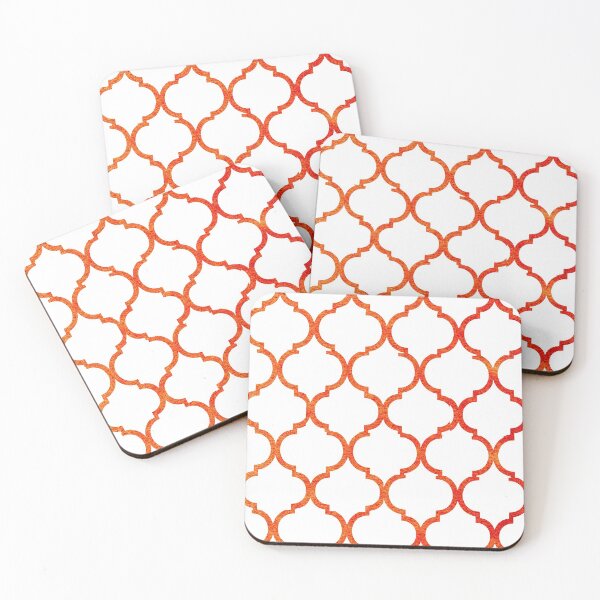 Item preview, Modern Orange and White Moroccan Quatrefoil Pattern designed and sold by RabiaDesigns.