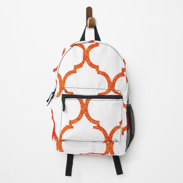Item preview, Modern Orange and White Moroccan Quatrefoil Pattern designed and sold by RabiaDesigns.