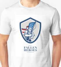 Memorial Day Greeting Card American Soldier Waving USA Flag Unisex T-Shirt