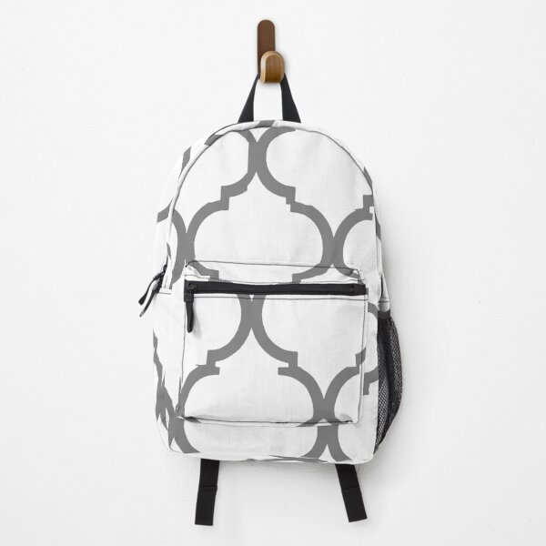 Item preview, Dark Gray White Moroccan Quatrefoil Pattern designed and sold by RabiaDesigns.