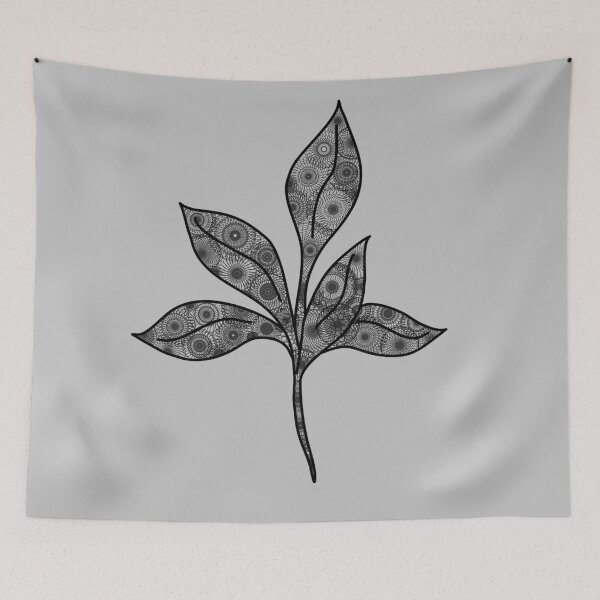 Item preview, Minimalistic plant with mandala pattern in black and white designed and sold by CiniArt.