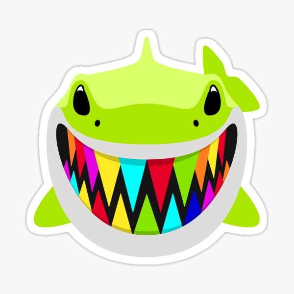 GOOBA Green Shark Teeth Print RAINBOW BACK T-SHIRT SIZE Large 6ix 9ine 69  Smile