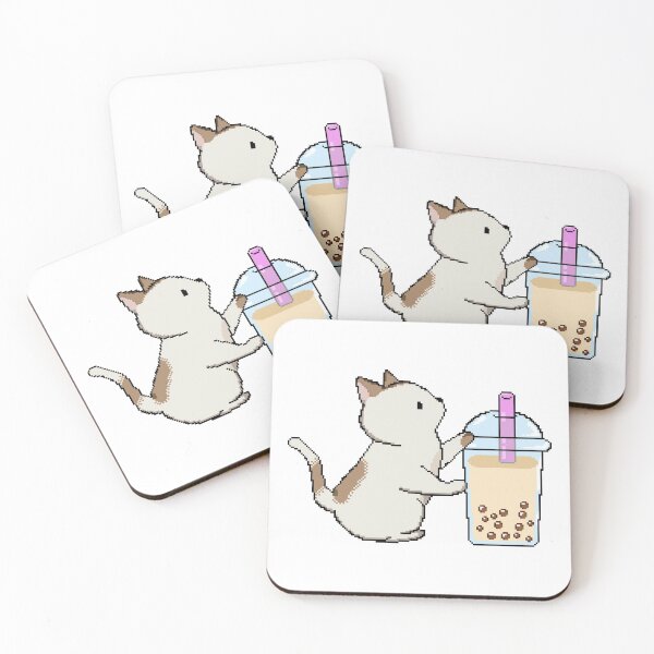 Item preview, Pixel Kitty Loves Boba Tea! designed and sold by SirBobalot.