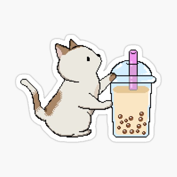 Item preview, Pixel Kitty Loves Boba Tea! designed and sold by SirBobalot.