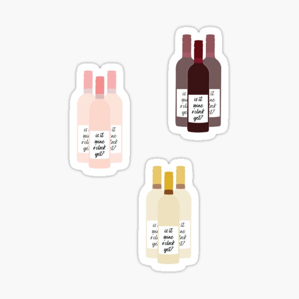 Artikel-Vorschau von Es ist Wine O'Clock Somewhere Sticker Pack, designt und verkauft von makenagera.