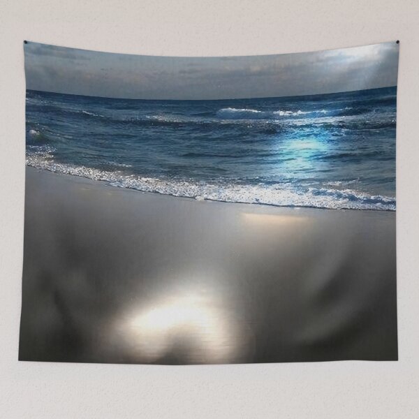 Item preview, caribbean beach moonscape with crashing waves  designed and sold by PatriotMerchArt.
