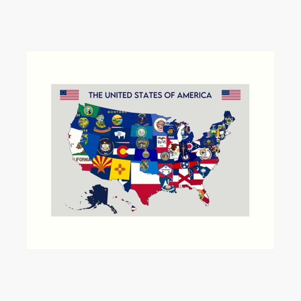 Item preview, US Flags Map designed and sold by Jeff 06/13/2019.