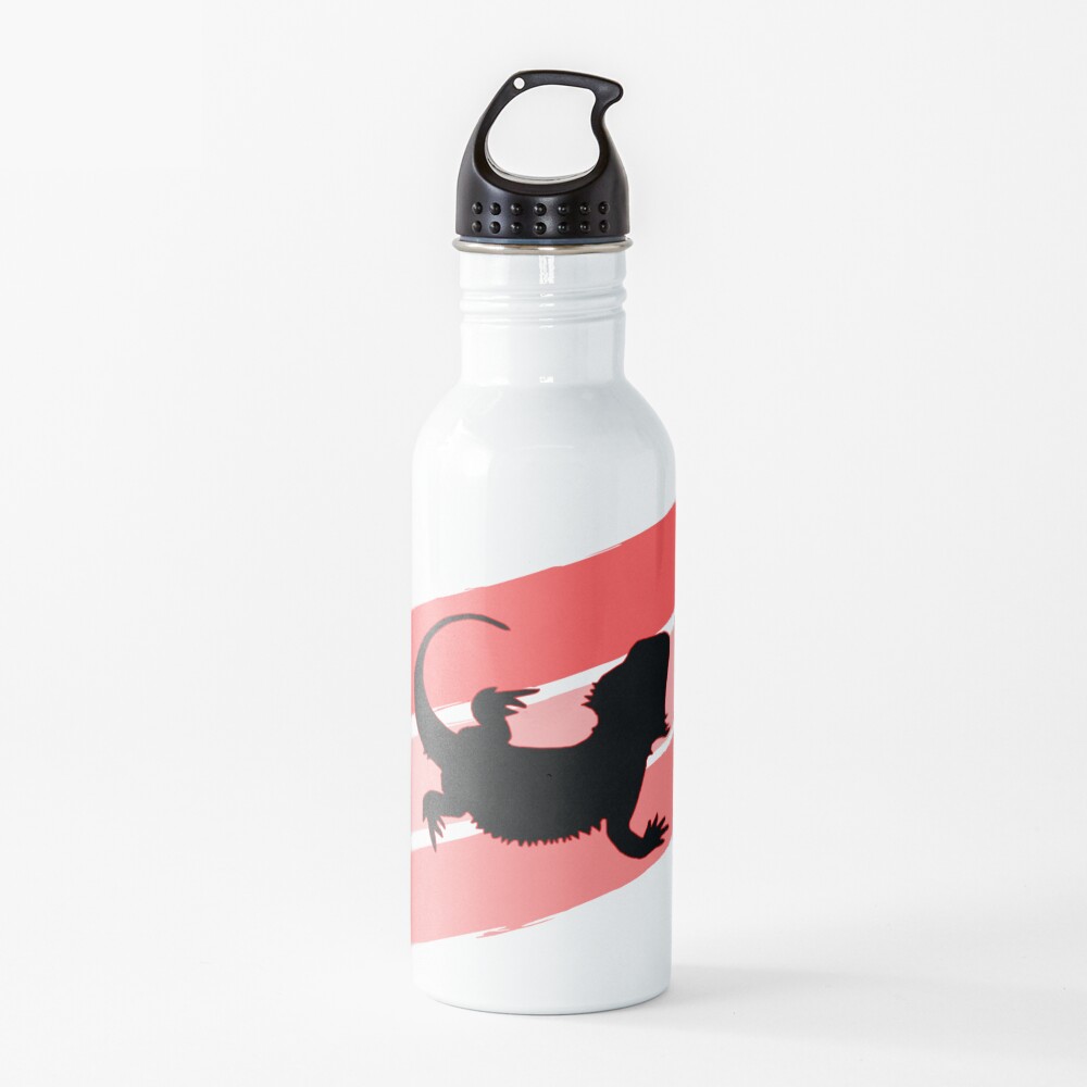 Bearded Dragon Brush Stroke Silhouette Water Bottle