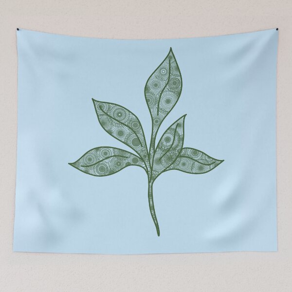 Item preview, Minimalistic plant with mandala pattern in green and blue designed and sold by CiniArt.