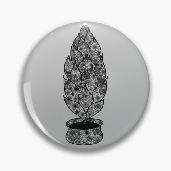 Item preview, Minimalistic plant in pot with mandala pattern in black and white designed and sold by CiniArt.
