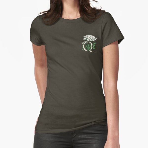 Q is for Queen Anne's Lace - patch Fitted T-Shirt