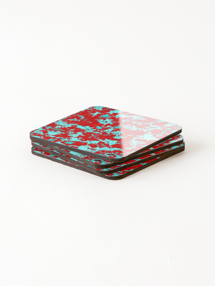 Thumbnail 4 of 5, Coasters (Set of 4), Red Blue Marble Pattern designed and sold by RiaBubble.