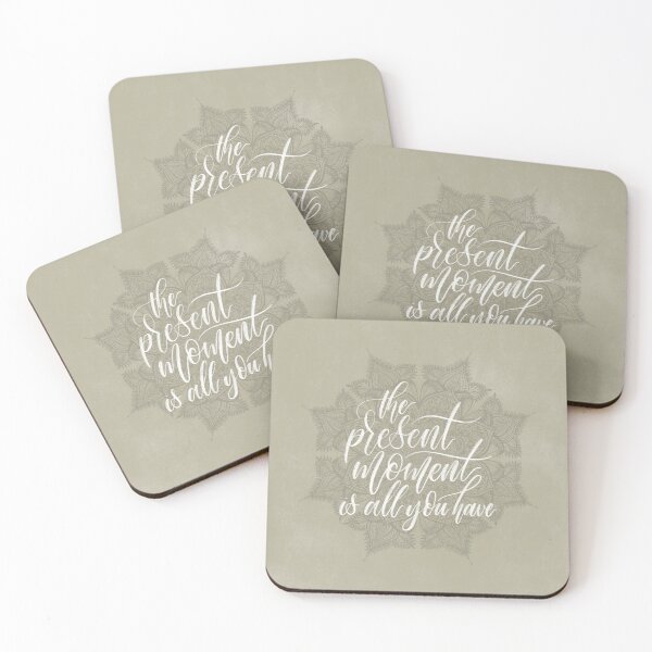 Item preview, Present Moment Handlettered Quote with Mandala | Mindfulness | Beige designed and sold by Nugget Of Happiness.