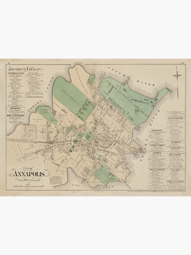 Vintage Map of Annapolis MD (1878) by BravuraMedia