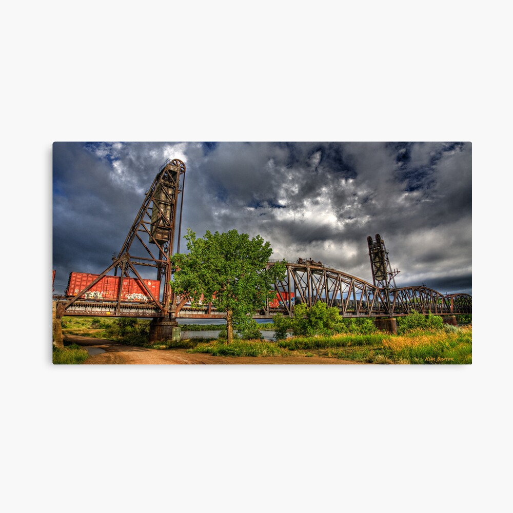 Missouri River Railroad Bridge HDR Canvas Print