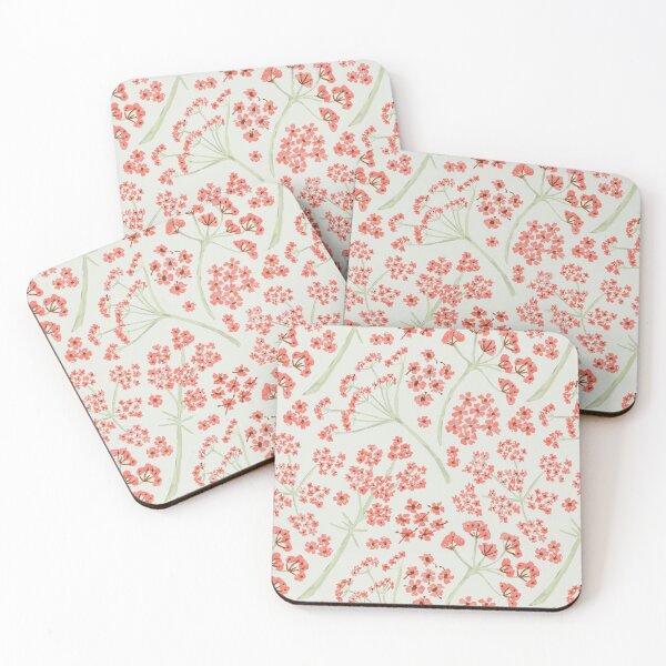 Item preview, Coral Watercolor Stem Caraway Floral Pattern designed and sold by StudioPosies.