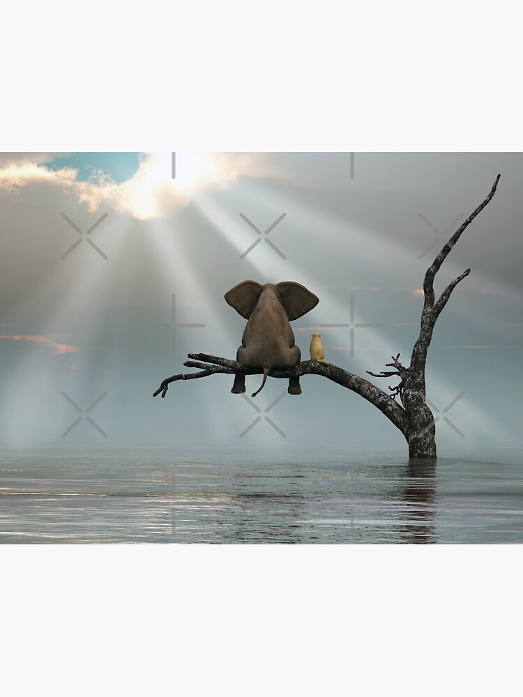 Thumbnail 3 of 3, Sticker, elephant and a dog are sitting on a tree designed and sold by mikekiev.
