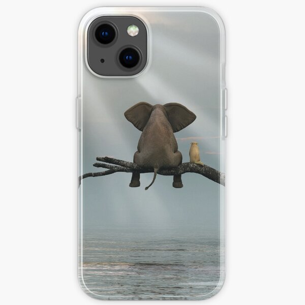 elephant and a dog are sitting on a tree iPhone Soft Case