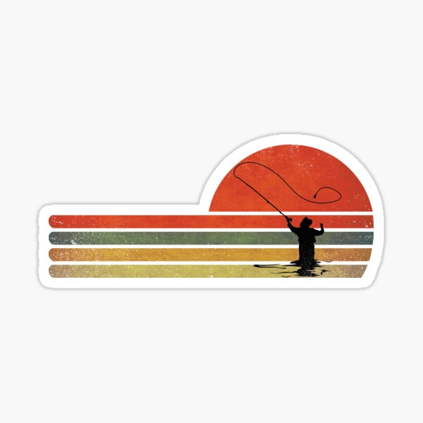 retro vintage fly fishing,gift for fly fishing lovers Sticker