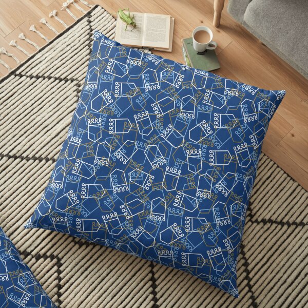 Royals Shield Pattern, Royal Blue Background Floor Pillow