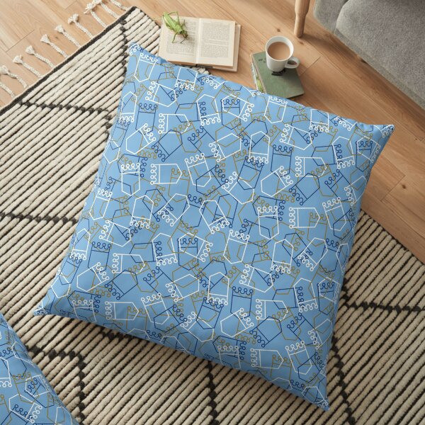 Royals Shield Pattern, Light Blue Background Floor Pillow
