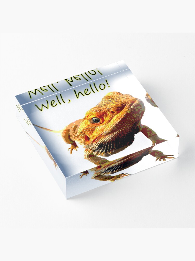Alternate view of Bearded Dragon Says Hello Acrylic Block