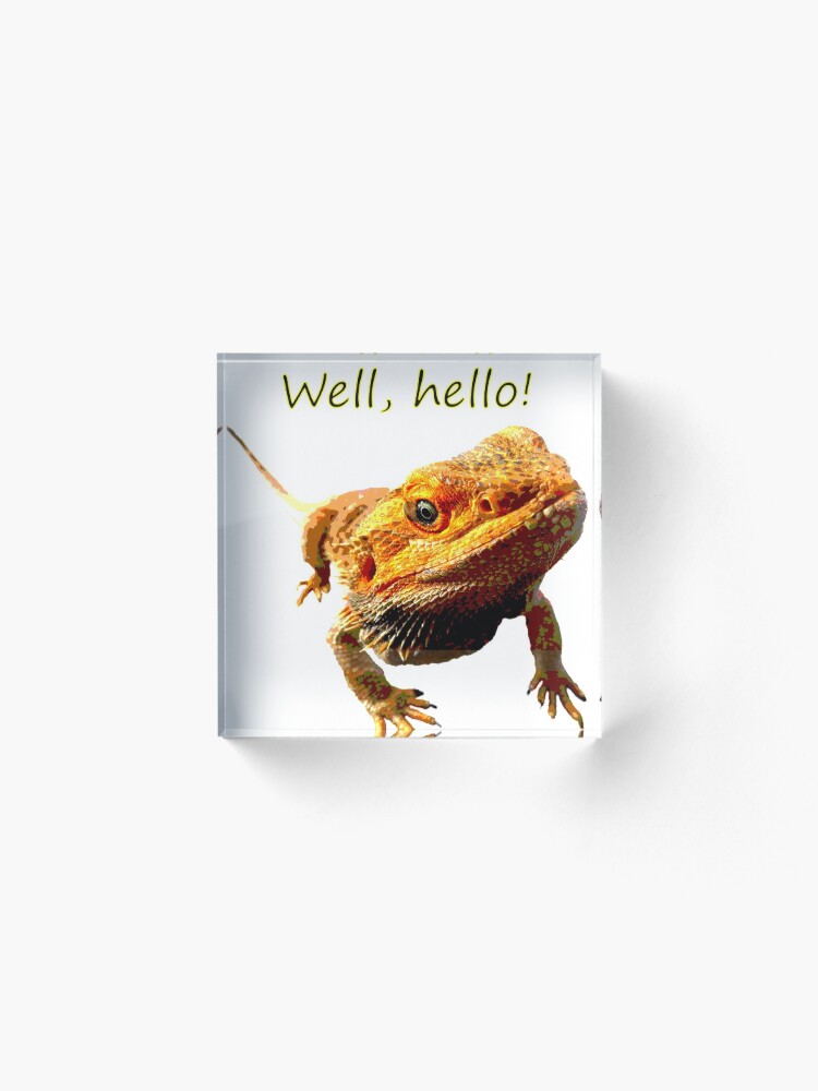 Alternate view of Bearded Dragon Says Hello Acrylic Block