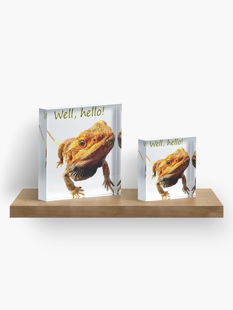 Alternate view of Bearded Dragon Says Hello Acrylic Block