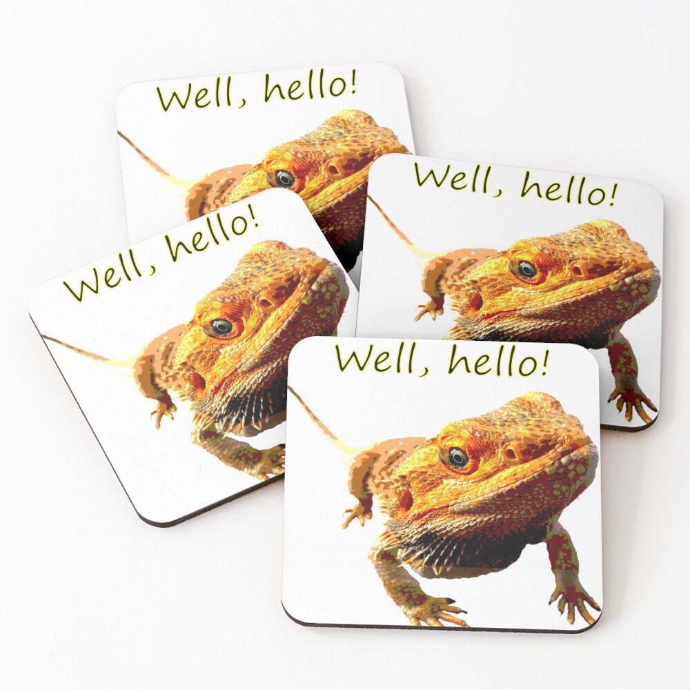 Bearded Dragon Says Hello Coasters (Set of 4)