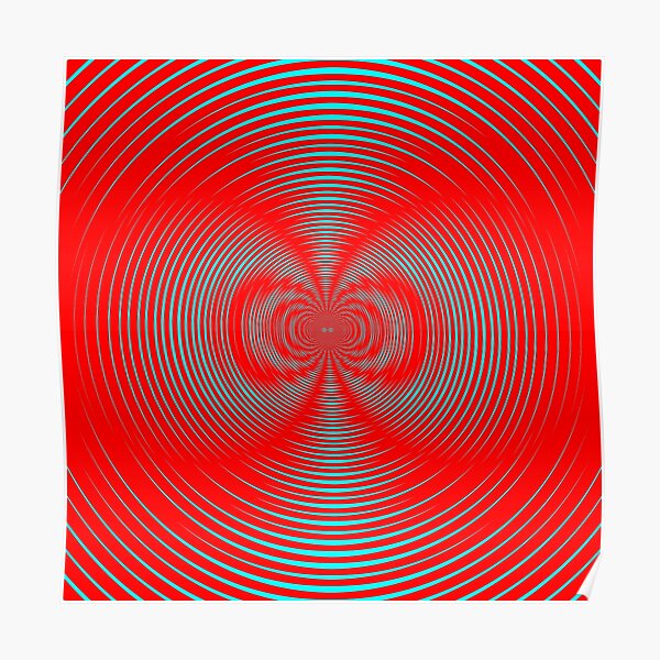 Optical illusion Red Blue Concentric Circles - концентрические круги Poster