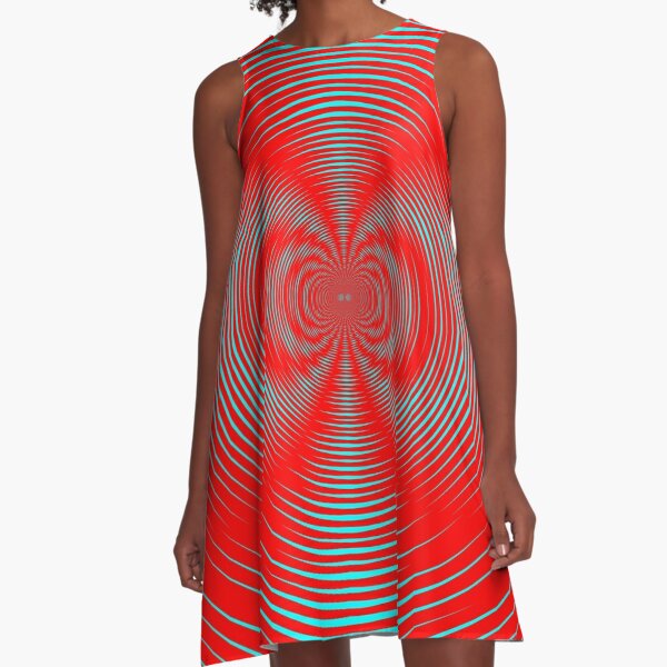 Optical illusion Red Blue Concentric Circles - концентрические круги A-Line Dress