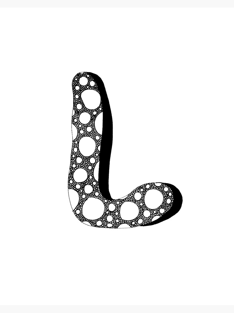 letter art black and white decorative bubble letter initial l art board print for sale by goodvibes58 redbubble